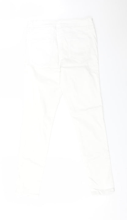 NEXT Womens White  Cotton Skinny Jeans Size 10 L29 in Regular