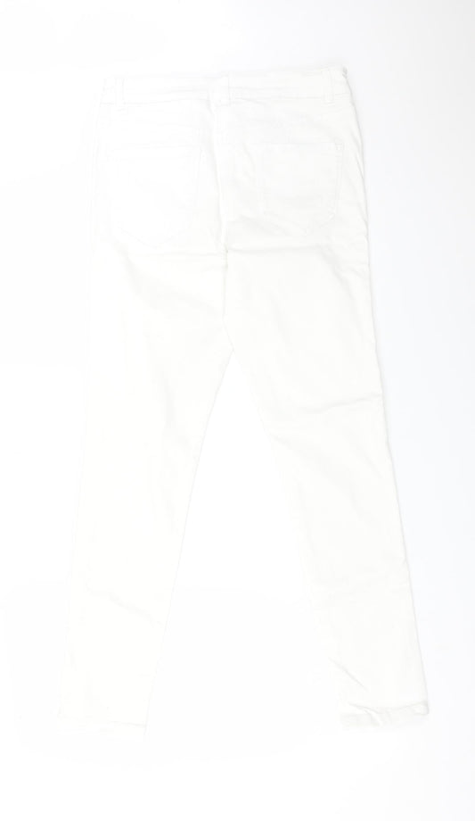 NEXT Womens White  Cotton Skinny Jeans Size 10 L29 in Regular