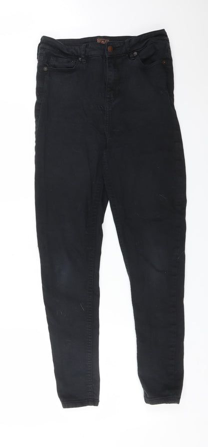 F&F Womens Black  Cotton Skinny Jeans Size 10 L27 in Regular