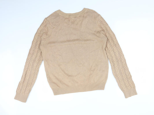 H&M Womens Brown Geometric Acrylic Pullover Sweatshirt Size L