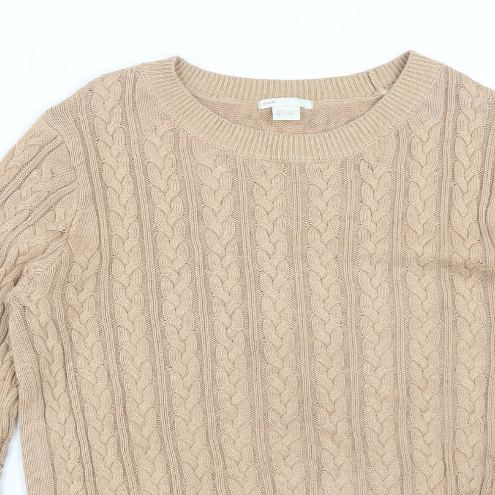 H&M Womens Brown Geometric Acrylic Pullover Sweatshirt Size L