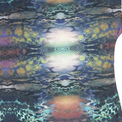 ELLEN REYES Womens Multicoloured Animal Print Polyester Basic T-Shirt Size XL Round Neck