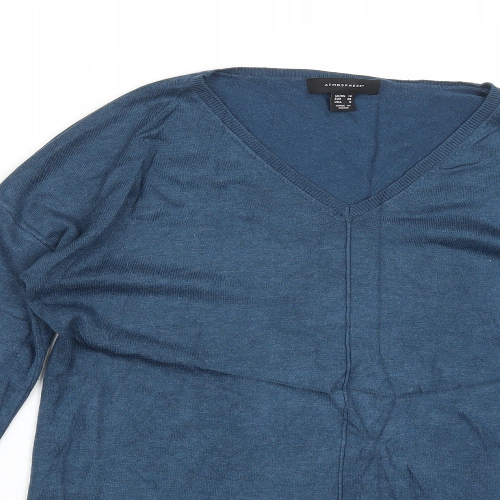 Womens UK Size 10 Atmosphere Blue Basic T-Shirt