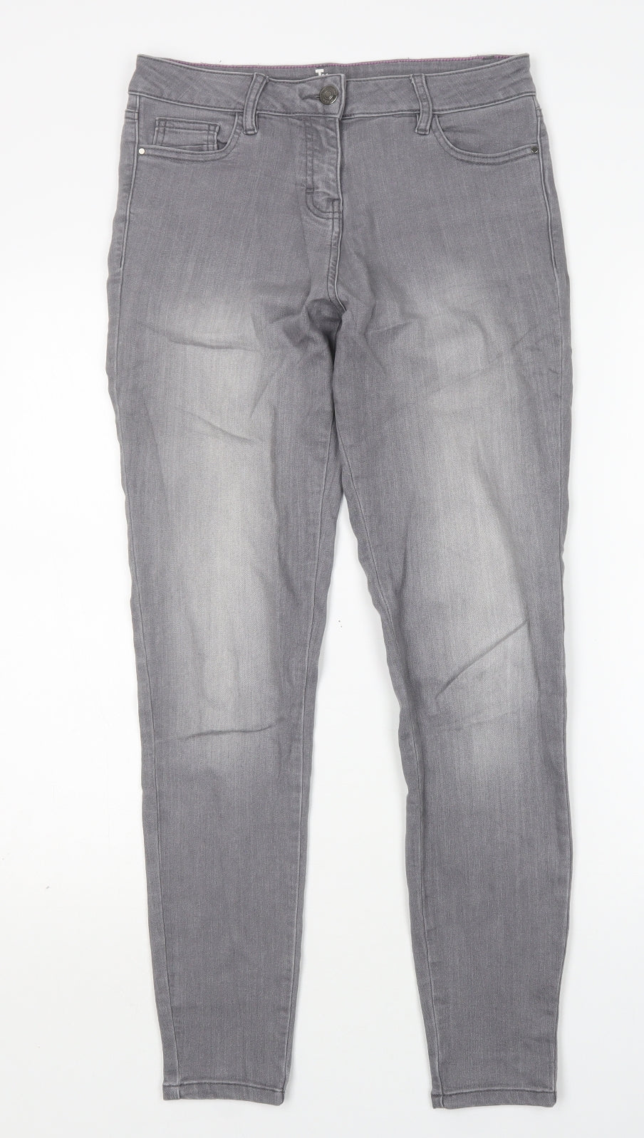 TU Womens Grey  Cotton Skinny Jeans Size 10 L29 in Regular