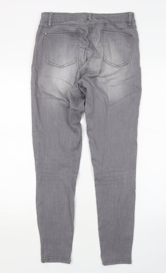 TU Womens Grey  Cotton Skinny Jeans Size 10 L29 in Regular