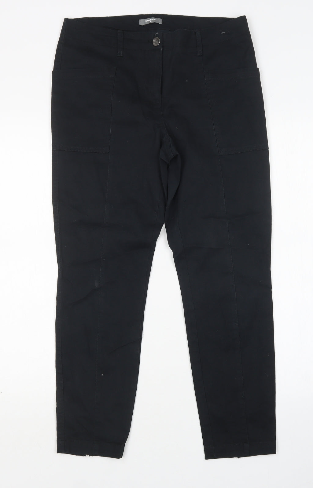 Studio W Womens Black  Cotton Chino Trousers Size 10 L27 in Regular