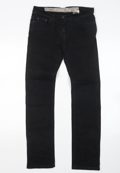 NEXT Womens Black  Cotton Skinny Jeans Size 8 L31 in Regular