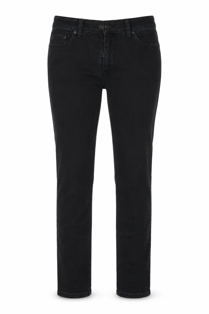 Front view of Next women’s black cotton skinny jeans, size UK 8, 31-inch leg regular