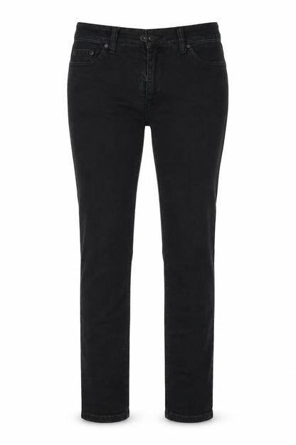 Front view of Next women’s black cotton skinny jeans, size UK 8, 31-inch leg regular