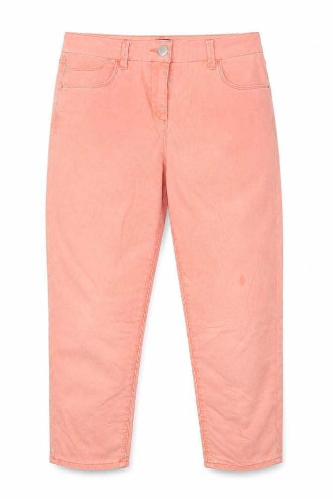 Front view of M7s women’s pink cotton cropped jeans, size UK 12, 23-inch leg regular