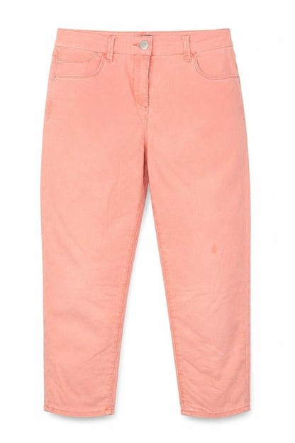 Front view of M7s women’s pink cotton cropped jeans, size UK 12, 23-inch leg regular