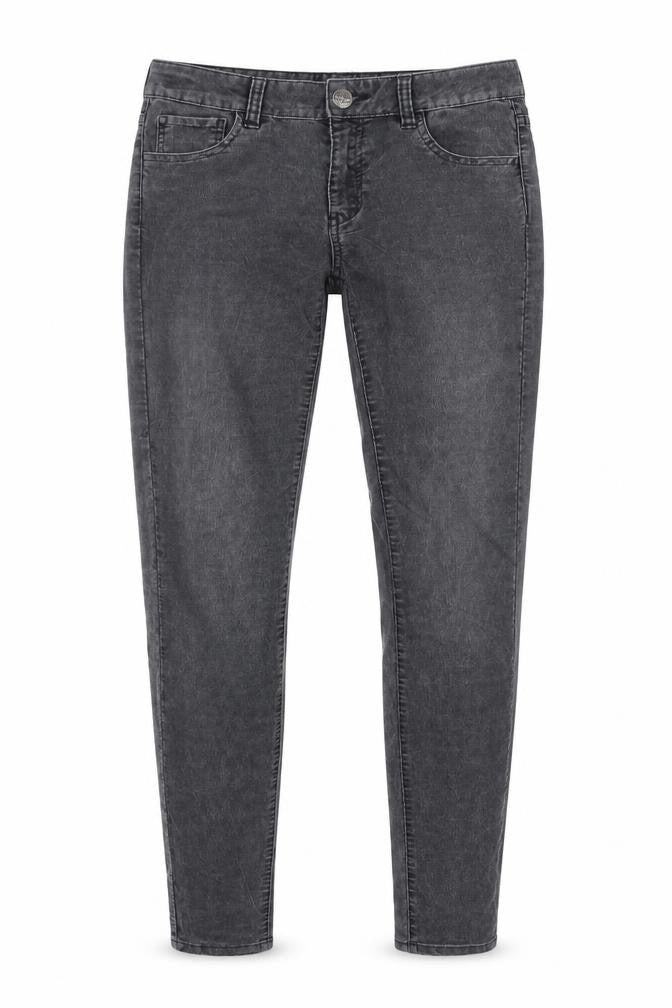 Front view of LOFT women’s grey cotton skinny jeans, size UK 8, 28-inch leg regular