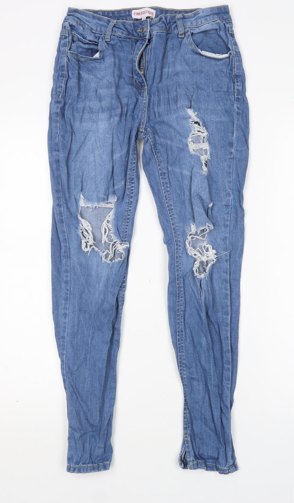 Pink Boutique Womens Blue  Cotton Skinny Jeans Size 10 L28 in Regular