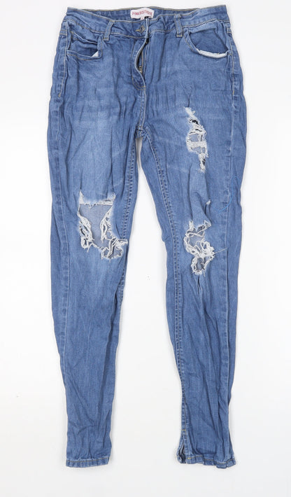 Pink Boutique Womens Blue  Cotton Skinny Jeans Size 10 L28 in Regular
