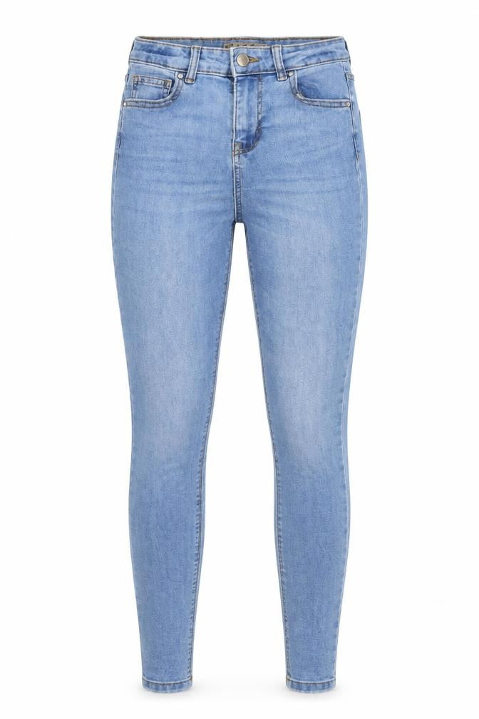 Front view of Denim co women’s blue cotton skinny jeans, size UK 8, 28-inch leg regular
