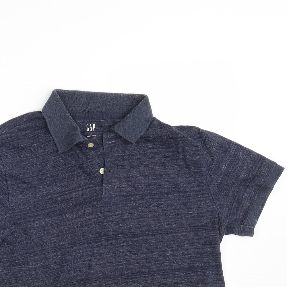 GAP  Mens Blue  100% Cotton  Polo Size M Collared Button
