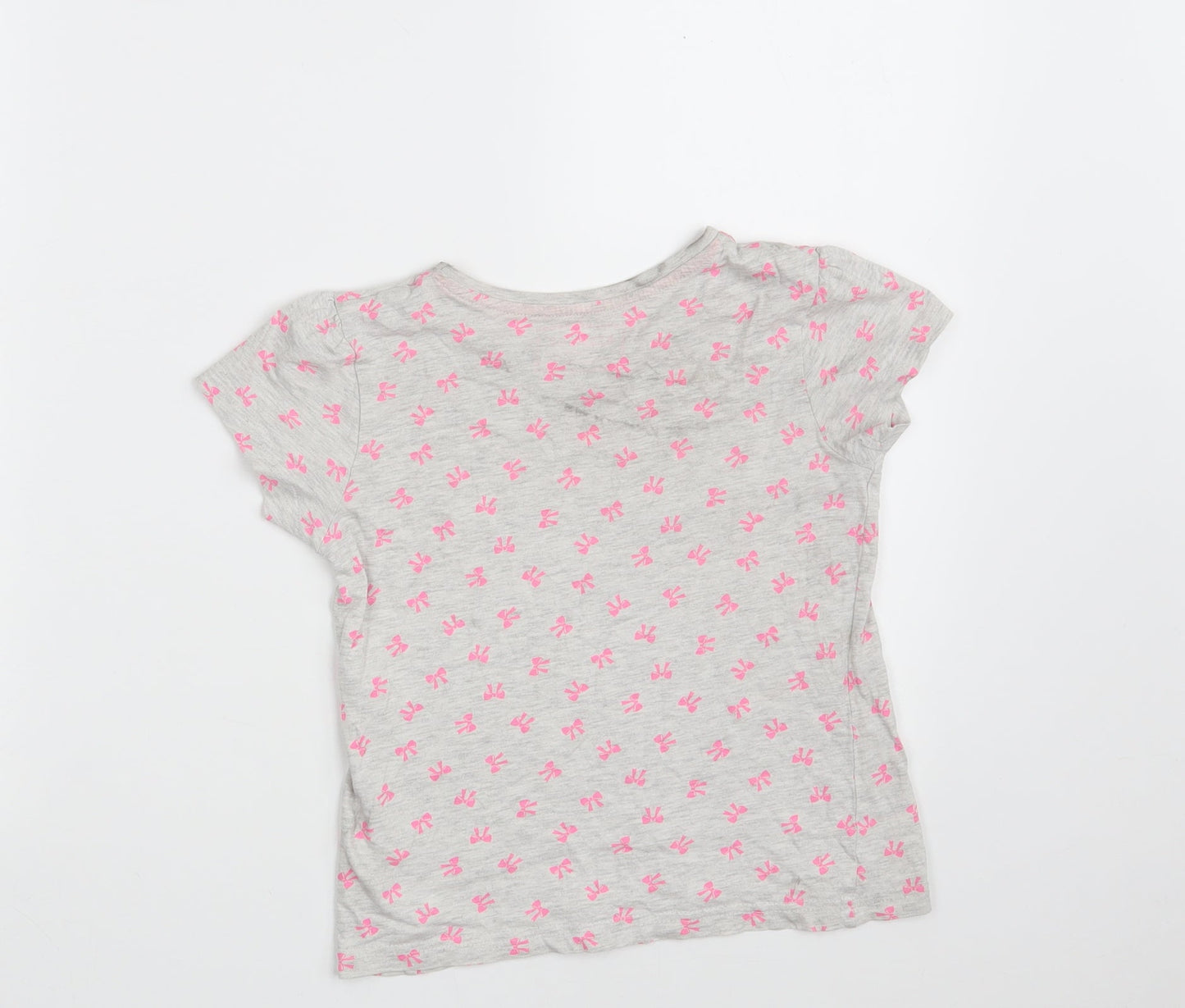 Young Dimension Girls Grey Floral Cotton Basic T-Shirt Size 7-8 Years Round Neck