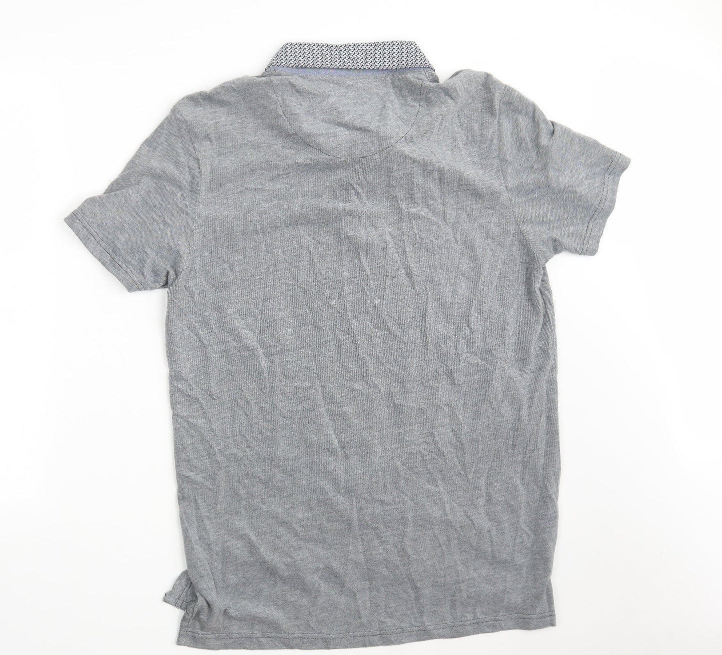 George Mens Grey  100% Cotton  Polo Size L Collared Button