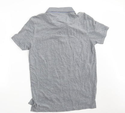 George Mens Grey  100% Cotton  Polo Size L Collared Button