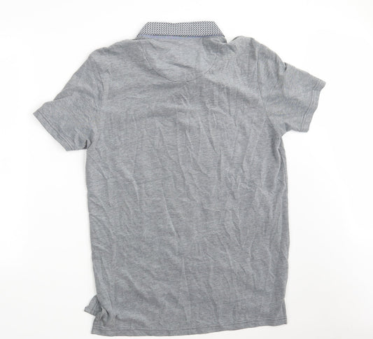 George Mens Grey  100% Cotton  Polo Size L Collared Button