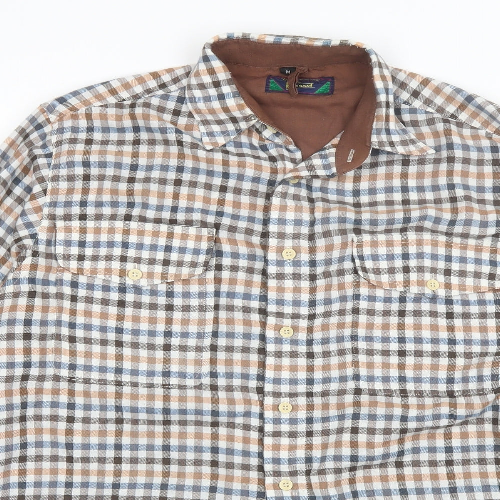 Mens UK Size M Bonari Brown  Button-Up Long Sleeve Casual Shirt