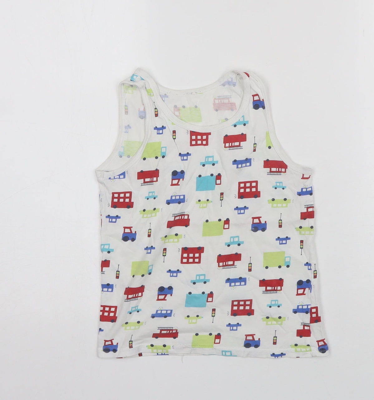 Additional front view of George boys’ white cotton basic tank, size 7-8, years round neck