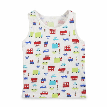 Front view of George boys’ white cotton basic tank, size 7-8, years round neck