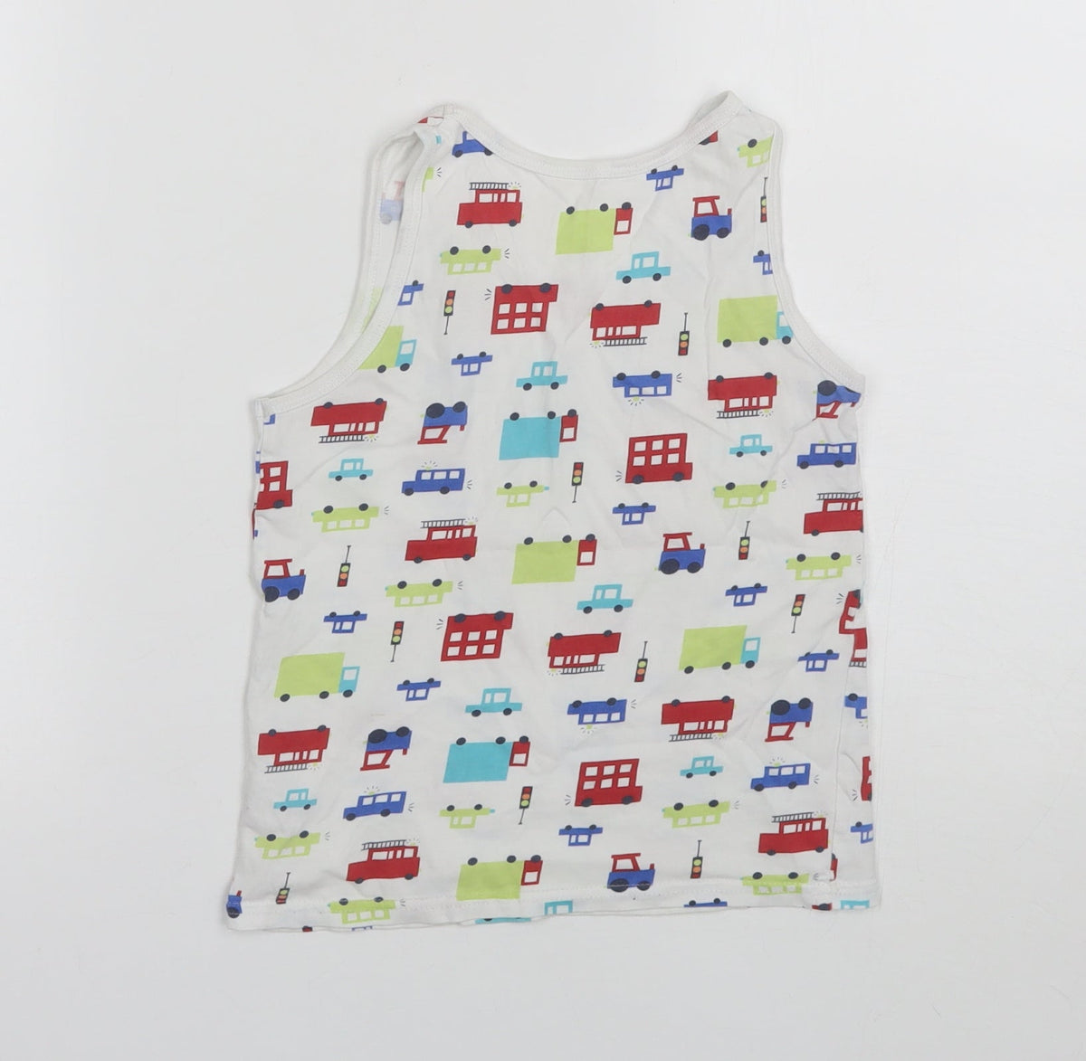 Back view of George boys’ white cotton basic tank, size 7-8, years round neck