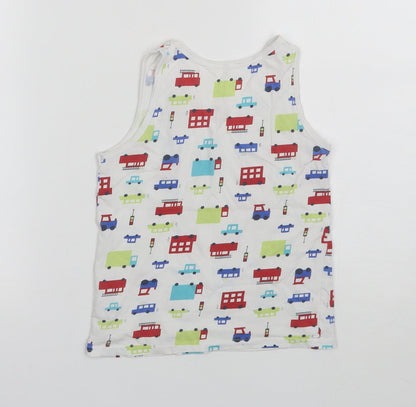 Back view of George boys’ white cotton basic tank, size 7-8, years round neck