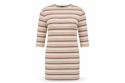 F&F Womens Brown Striped Polyester Bodycon  Size 16  Round Neck