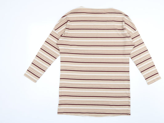 F&F Womens Brown Striped Polyester Bodycon  Size 16  Round Neck