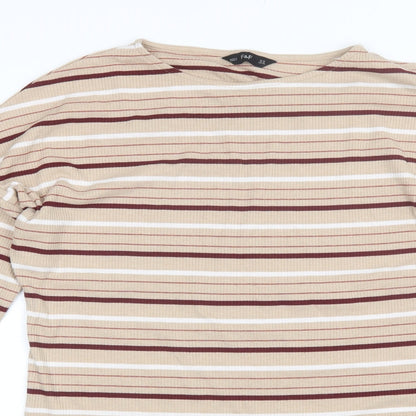 F&F Womens Brown Striped Polyester Bodycon  Size 16  Round Neck