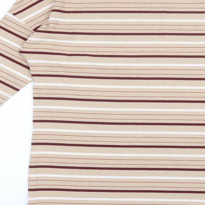 F&F Womens Brown Striped Polyester Bodycon  Size 16  Round Neck
