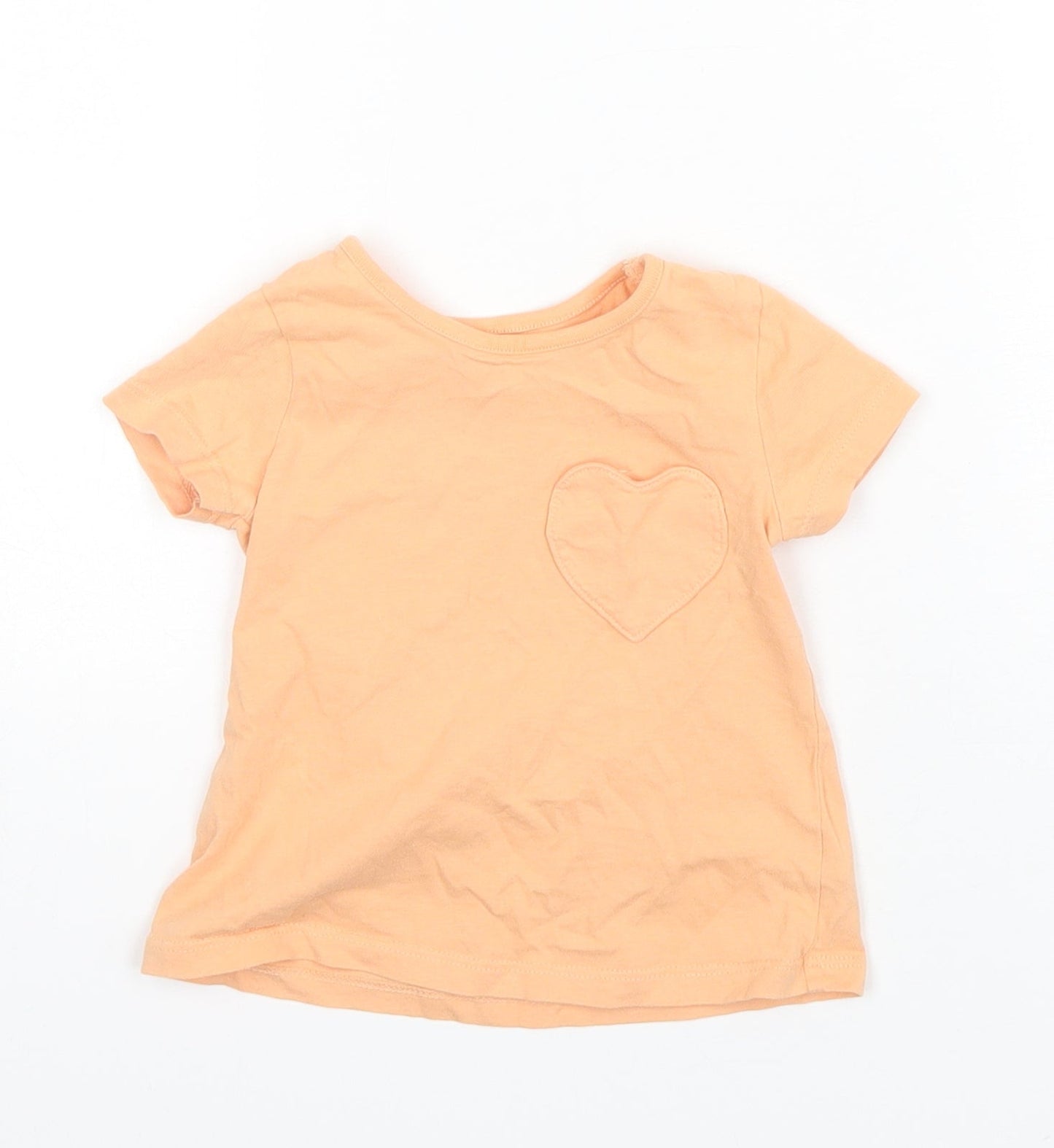 George Baby Orange  Cotton Basic T-Shirt Size 6-9 Months Round Neck