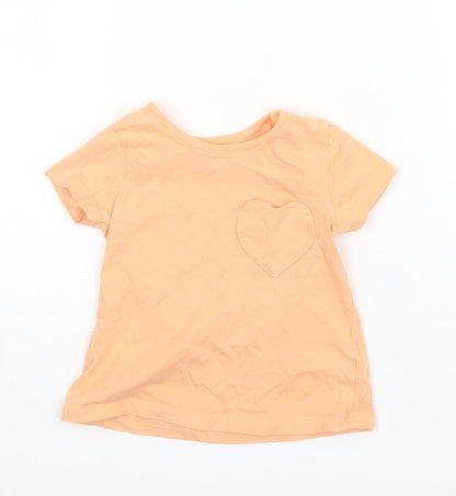George Baby Orange  Cotton Basic T-Shirt Size 6-9 Months Round Neck