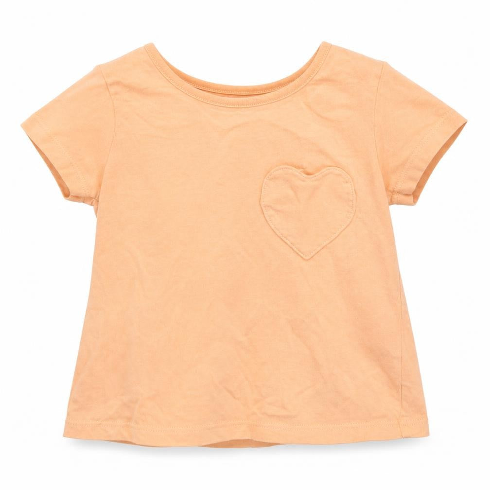 Front view of George Baby Orange Cotton Basic T-Shirt, size 6-9, Months Round Neck