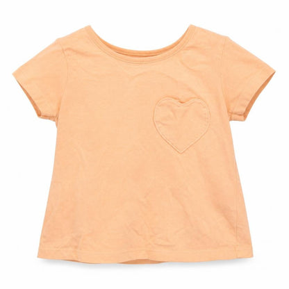Front view of George Baby Orange Cotton Basic T-Shirt, size 6-9, Months Round Neck