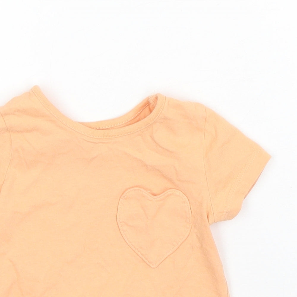 George Baby Orange  Cotton Basic T-Shirt Size 6-9 Months Round Neck