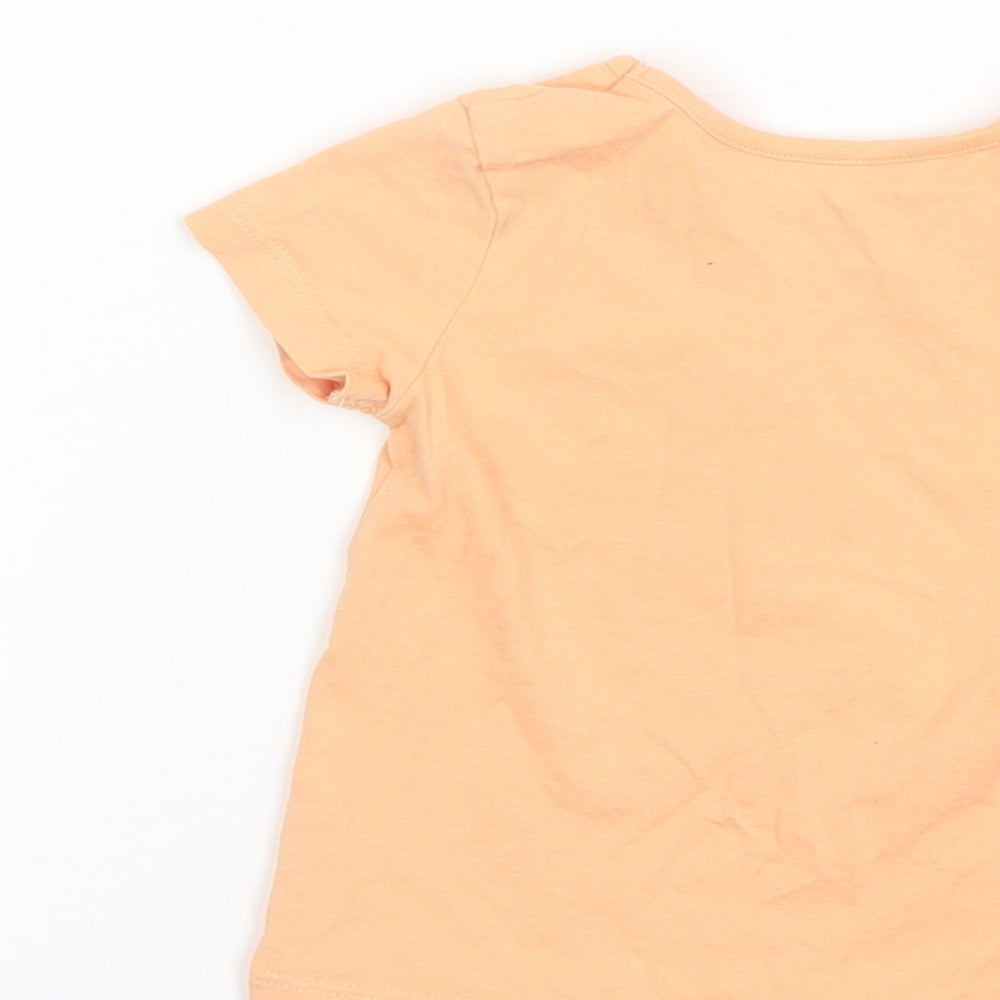 George Baby Orange  Cotton Basic T-Shirt Size 6-9 Months Round Neck