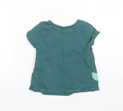 George Baby Green  Cotton Basic T-Shirt Size 6-9 Months Round Neck  - Crocodile