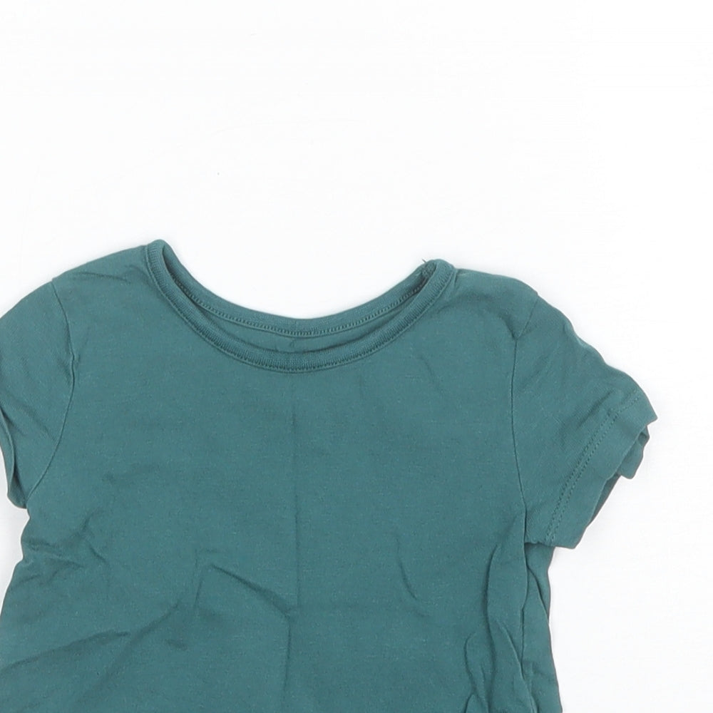 George Baby Green  Cotton Basic T-Shirt Size 6-9 Months Round Neck  - Crocodile
