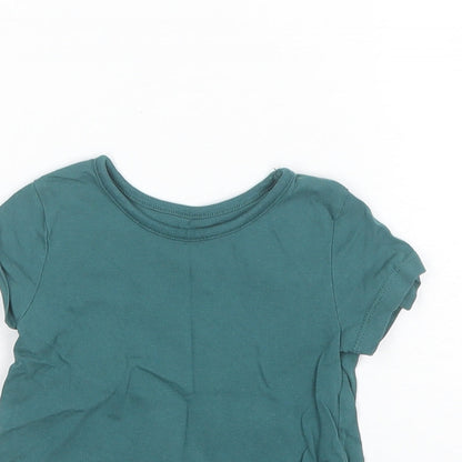 George Baby Green  Cotton Basic T-Shirt Size 6-9 Months Round Neck  - Crocodile