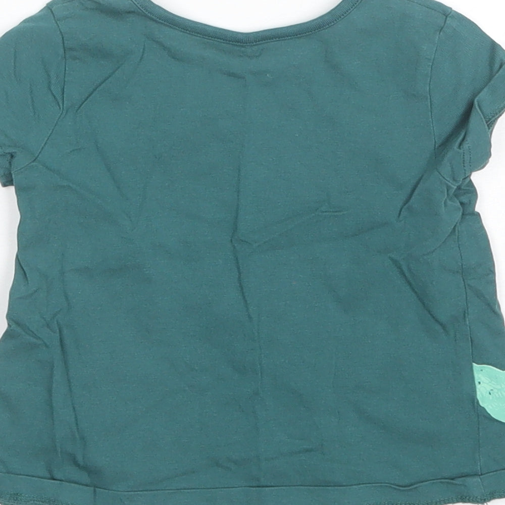 George Baby Green  Cotton Basic T-Shirt Size 6-9 Months Round Neck  - Crocodile