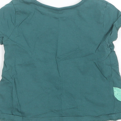 George Baby Green  Cotton Basic T-Shirt Size 6-9 Months Round Neck  - Crocodile