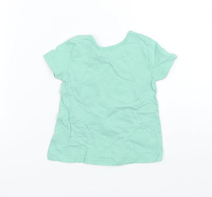 George Baby Green  Cotton Basic T-Shirt Size 6-9 Months Round Neck