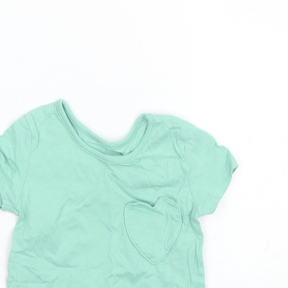 George Baby Green  Cotton Basic T-Shirt Size 6-9 Months Round Neck