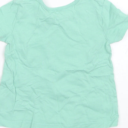 George Baby Green  Cotton Basic T-Shirt Size 6-9 Months Round Neck