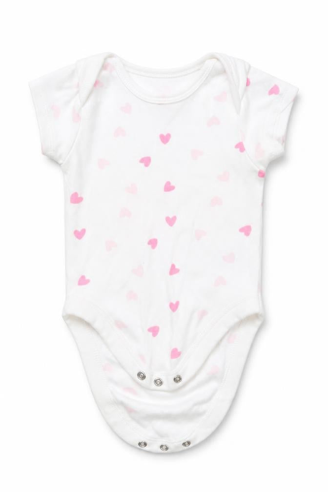 Front view of Pure Baby Baby White Cotton Romper One-Piece, size 3-6, Months