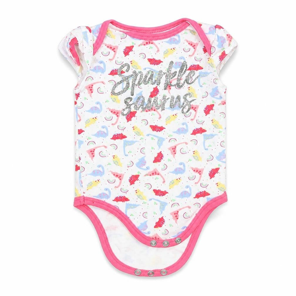 Front view of Pep&Co Baby White Cotton Romper One-Piece, size 6-9, Months