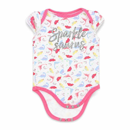 Front view of Pep&Co Baby White Cotton Romper One-Piece, size 6-9, Months